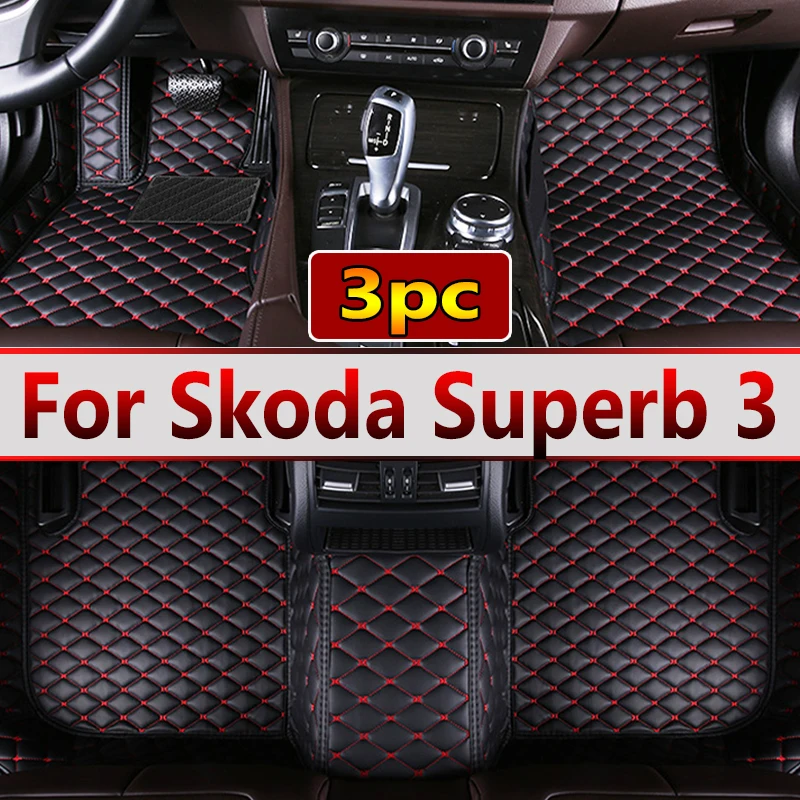 

Custom Made Leather Car Floor Mats For Skoda Superb 3 2016 2017 2018 2019 2020 2021 Carpets Rugs Foot Pads Accessories