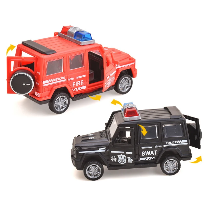 Gesimuleerde brandbestrijdingsscène Mini Pull Back Toy Vehicle Wind Up Police Truck Ambulance Cadeau voor kinderen Jongens