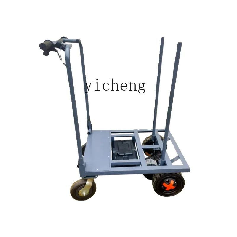 

TQH electric flat truck trolley pulling goods truck into the elevator foldable trolley pulling cement tiles large load