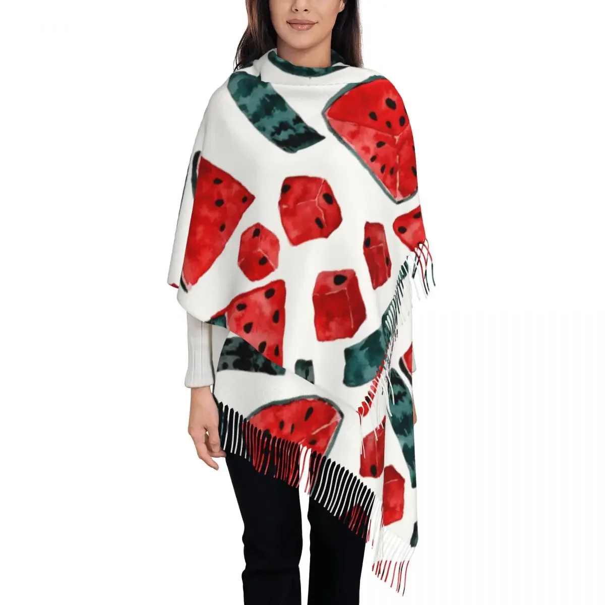 Watercolor Watermelon Slices Womens Warm Winter Infinity Scarves Set Blanket Scarf Pure Color