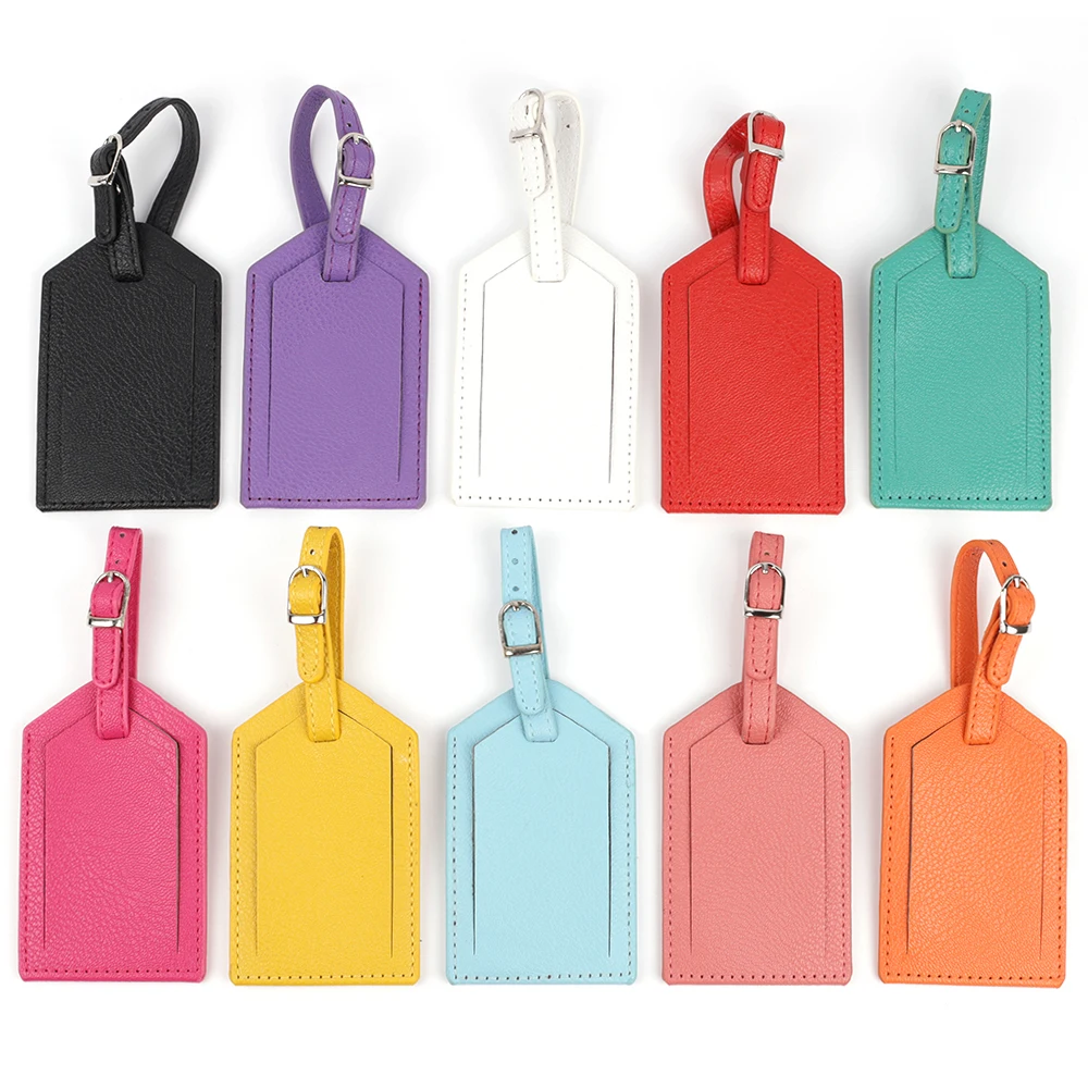PU Leather Luggage Tags Travel Accessories Women Men Suitcase ID Address Name Holder Baggage Boarding Tags Multi Colors Option