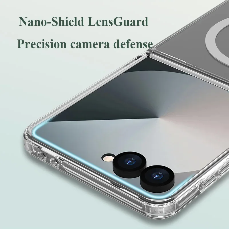 حافظة LR Toc لهاتف سامسونج جالاكسي Z فليب 7 كريستال شفافة مغناطيسية صلبة من البولي كربونات + غطاء خلفي ناعم من مادة البولي يوريثان الحراري 360