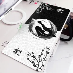 Koi Yinyang-Tapis de souris noir et blanc, grand format, 1000x500, pour bureau