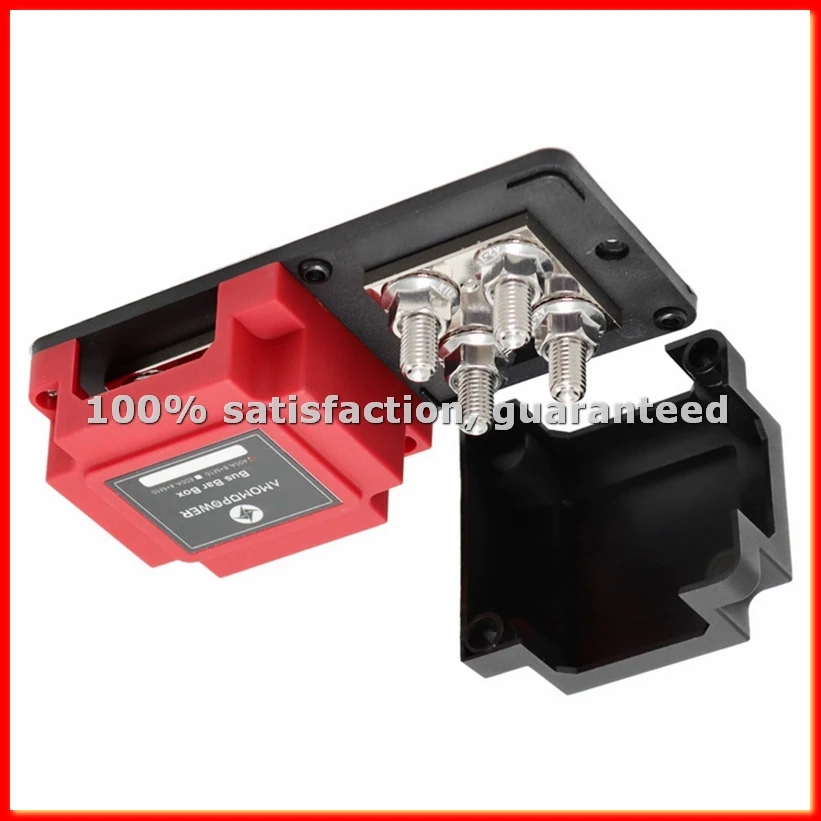 Caja de barras colectoras de 400A CC 48V con 8 postes de 3/8 pulgadas, bloque de distribución de energía para coche, RV, camión, solar, yate, marina, fuera de la red - A79M