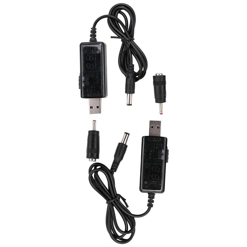 2 Pieces DC 5V To DC 9V 12V USB Voltage Step Up Converter Cable With 1A Step-Up Volt Transformer Power Regulator Line