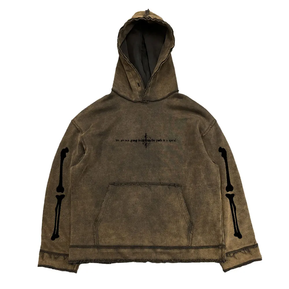Wang Studio Oversize Loose Street Style Hoodie American Retro Skeleton Print Sweatshirt Autumn 2025 Fashion Trend