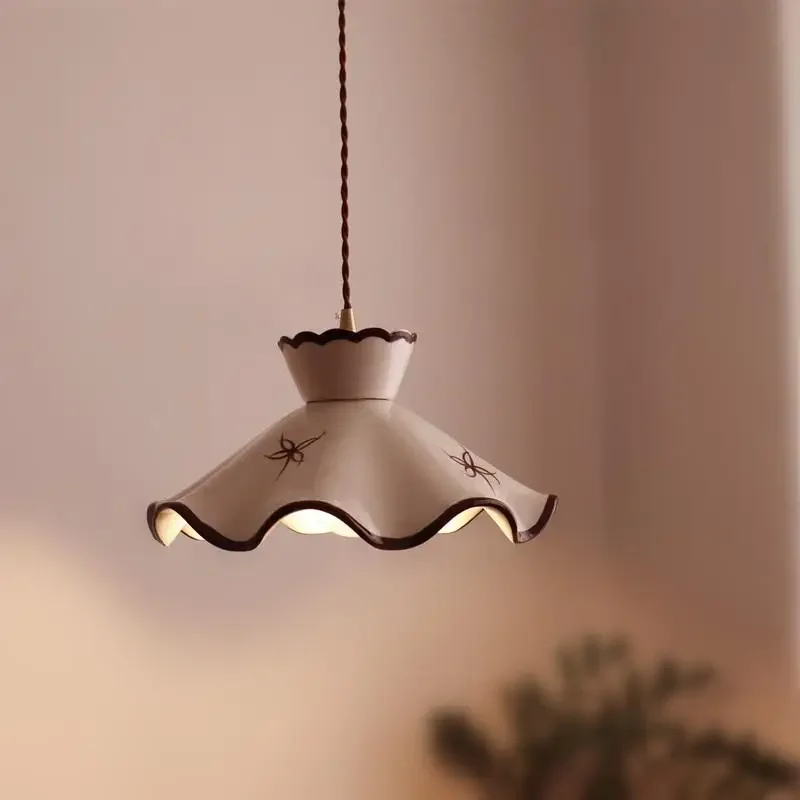 Japanese Vintage Flower Pendant Light Wabi Sabi Style Ceramic Light For Living Dining Room Study