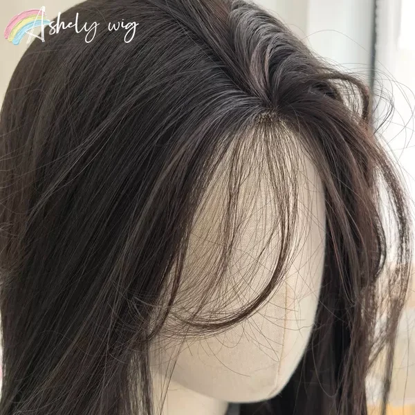 Perruque synthétique marron et noire pour femmes, cheveux longs et lisses de 26 pouces, bandeau à la mode, perruques synthétiques mignonnes Lolita pour usage quotidien Halloween