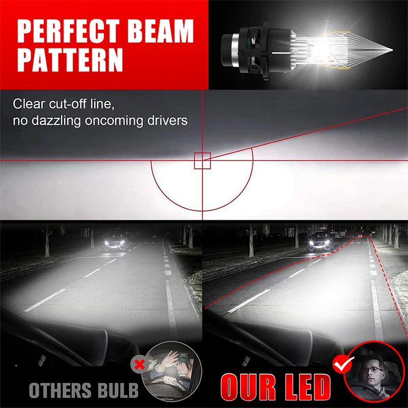D2S D4S Led Car Headlights Bulb D2R D4R LED Car Light High power 35W 55W 1:1 Plug and Play 9570 CSP Chip Turbo Lamp 6000K White - view 3