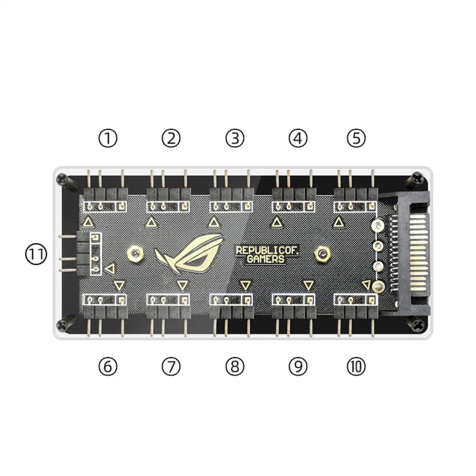 3 Pin ARGB Fan Hub 5V PC ARGB Splitter Hub 11 Port Addressable ARGB Motherboard Extension Cable For Linking Multiple Points