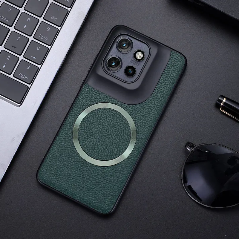 For Motorola Moto Edge 50 Neo,Edge 50 Case Magnetic PU Leather Lichee Pattern +PC Anti-slip Ultra Thin Cover for MOTO Edge50
