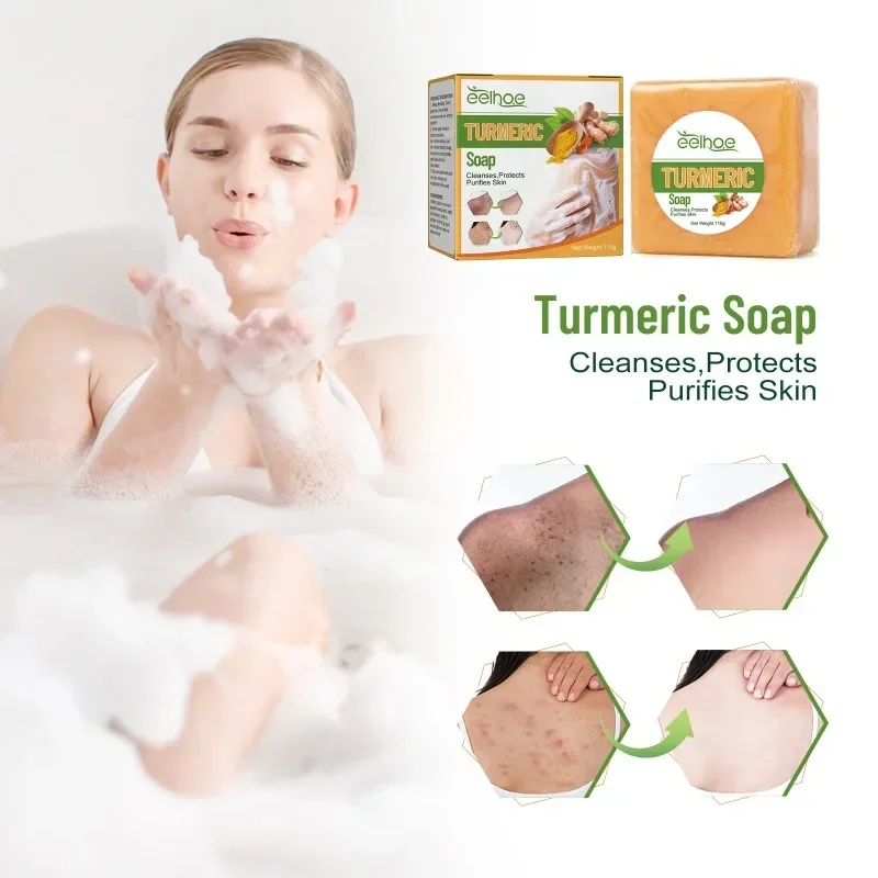 Turmeric Freckle Cleansing Soap Fade Dark Spots Acne Marks Smooth brighten Skin whitening Moisturizing Body care Clean Soap