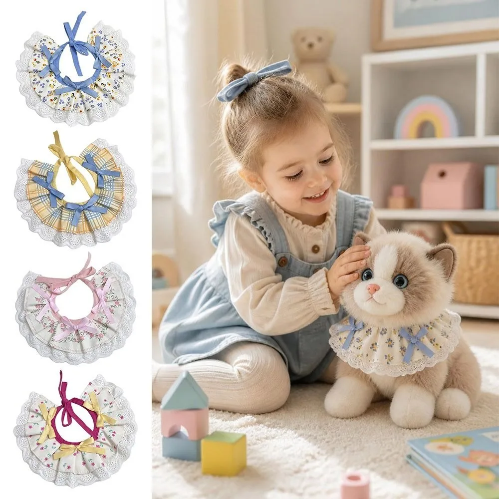 New Floral Pattern Decorative Doll Bib Dress-Up Accessory Decorative Style Pet Bib Checkered Pattern Toy Bib Toy Accessories