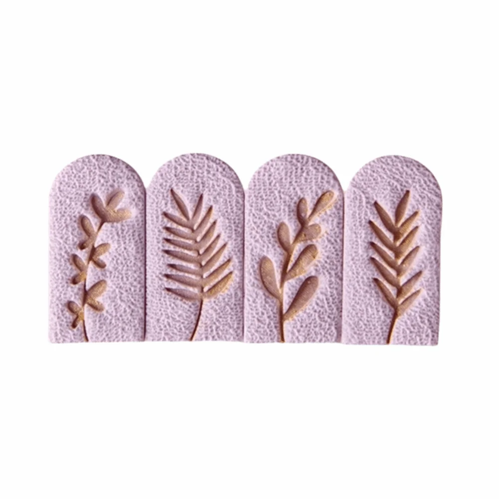7Pcs Set Clay Earring Molds Set Fresh Plant Pattern Embossing Design Polymer Clay Stamps Cutters Ceramic Embossed
