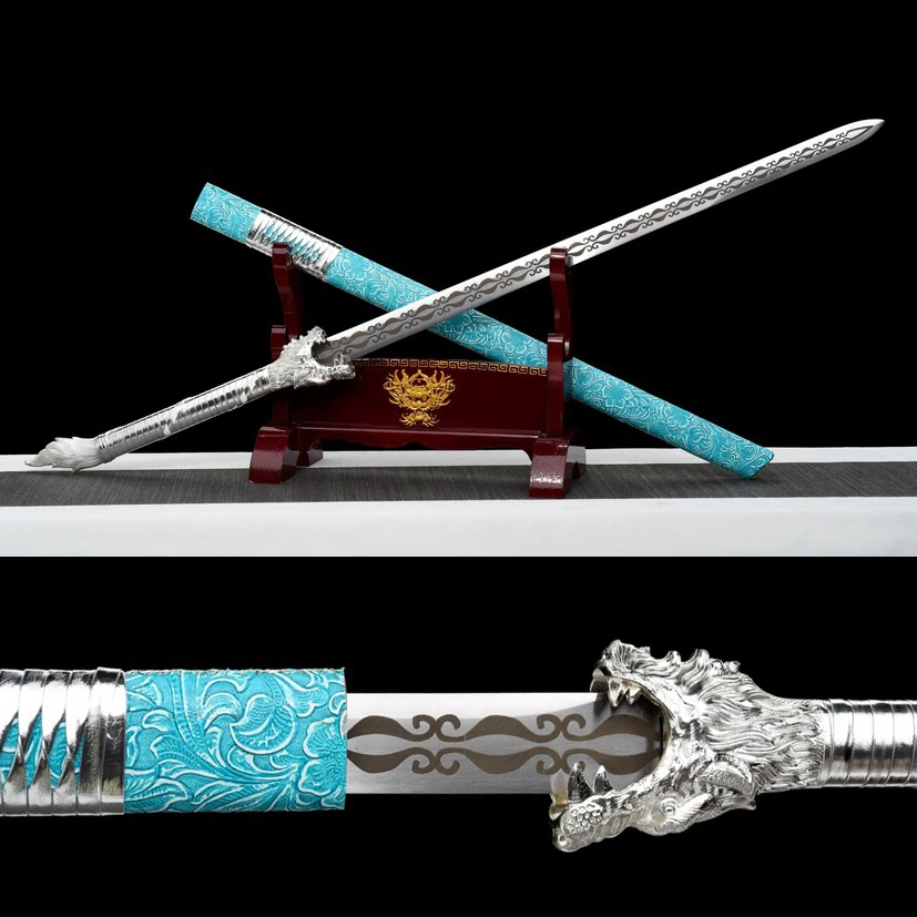 

115cm Medieval Moonlight Wolf Tooth Sword Real Steel Kung Fu Ninja Battle Sword Real Sword Battle ready sharp weapon katana