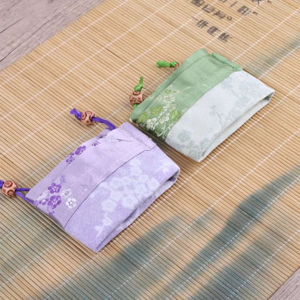 Smooth Satin Storage Bag Flower Embroidered Women Sachet Drawstring Candy Bag Drawstring Gift Bag Girl