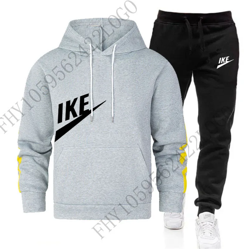 2024 new autumn and winter men's hoodie set outdoor casual men and women lovers pullover + sweatpants 2 sets, hooded hoodie