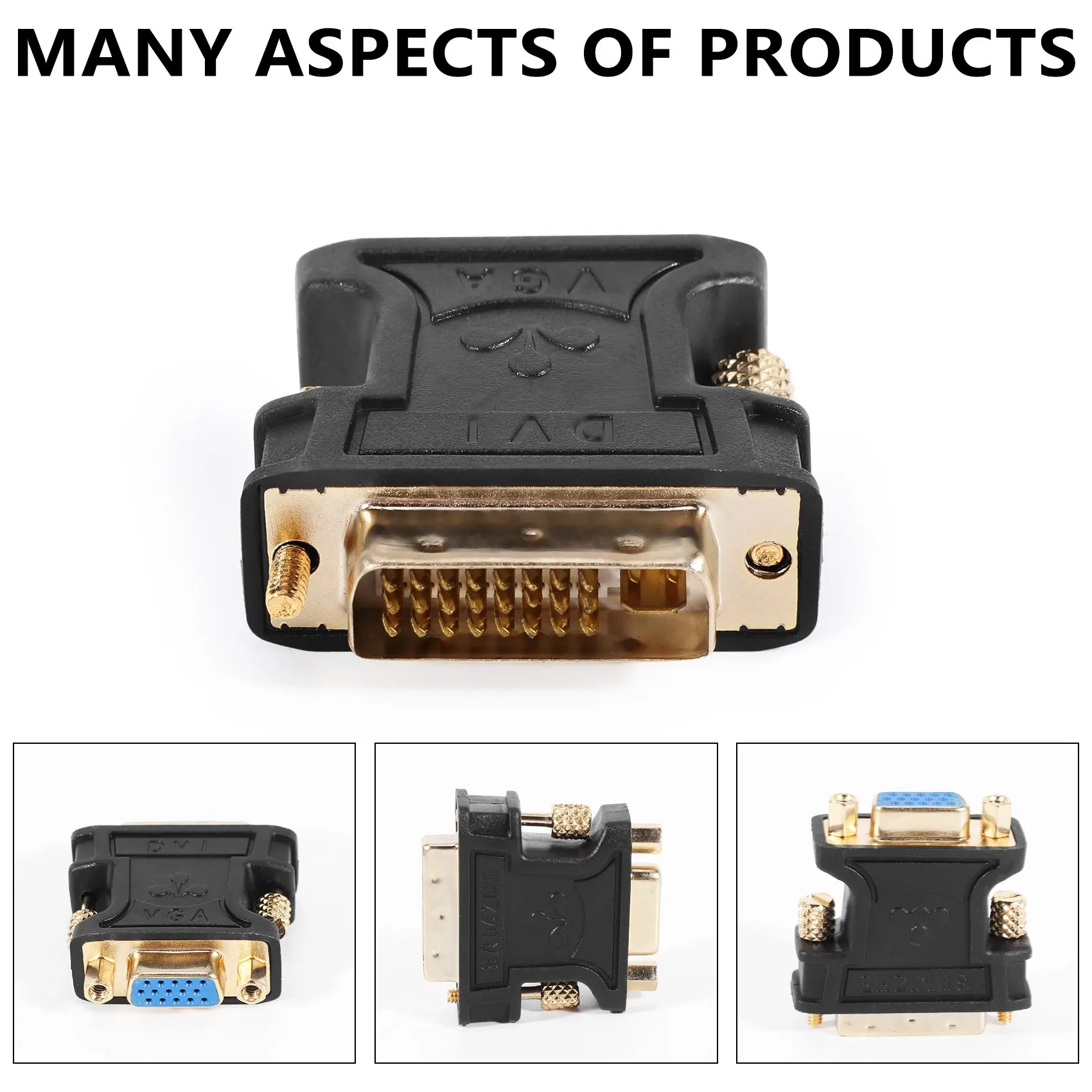 DVI-zu-VGA-Adapter DVI-D-zu-VGA-Stecker-zu-Buchse-Konverter unterstützt 1080P Full HD von Laptops, PCs und Projektoren