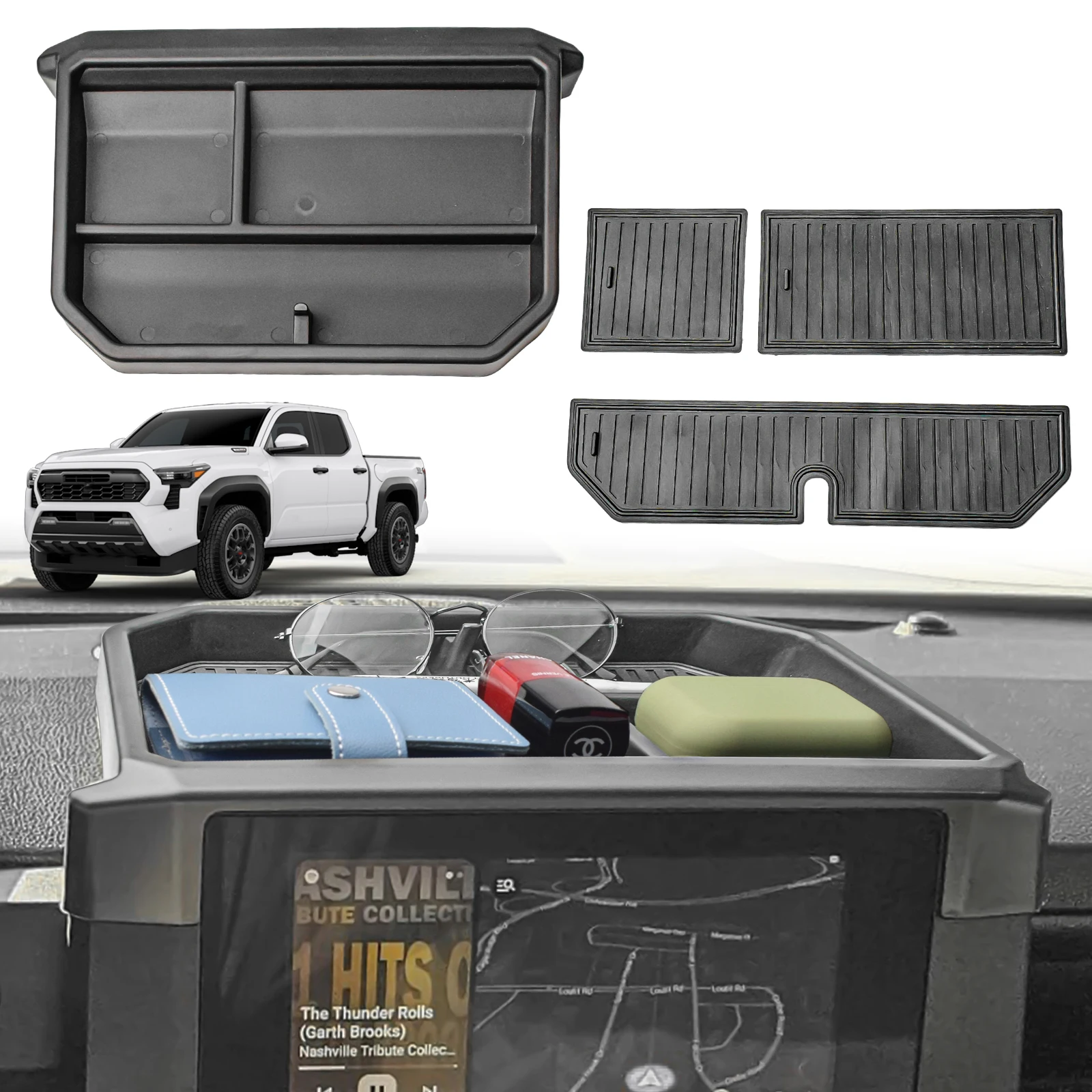 

Center Console Dashboard Storage Box For 2024 2025 Toyota Tacoma SR SR5 TRD Armrest Storage Dash Board Organizer Car Accessories