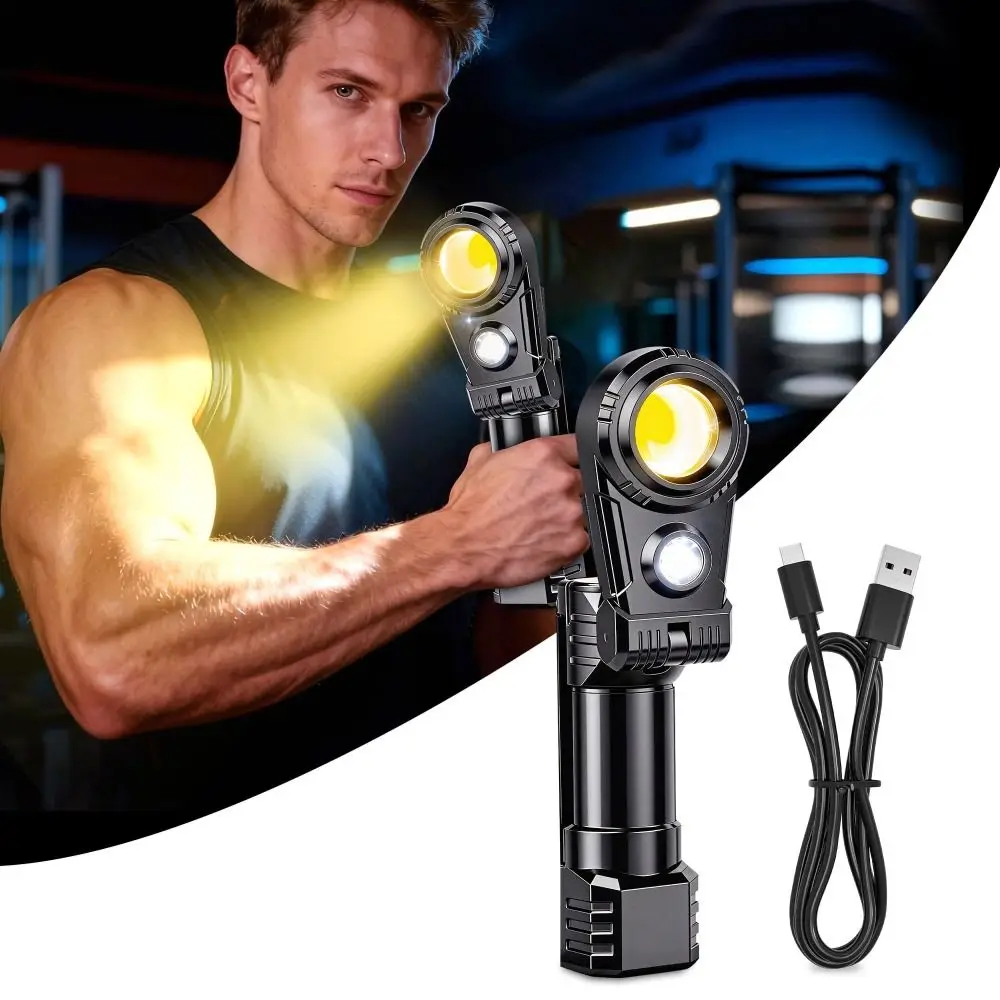 

180° Foldable Gym Lamp Magnetic Base Multi-Functional Rechargeable Led Light Rechargeable 2-Color Light Source Mini Flashlight