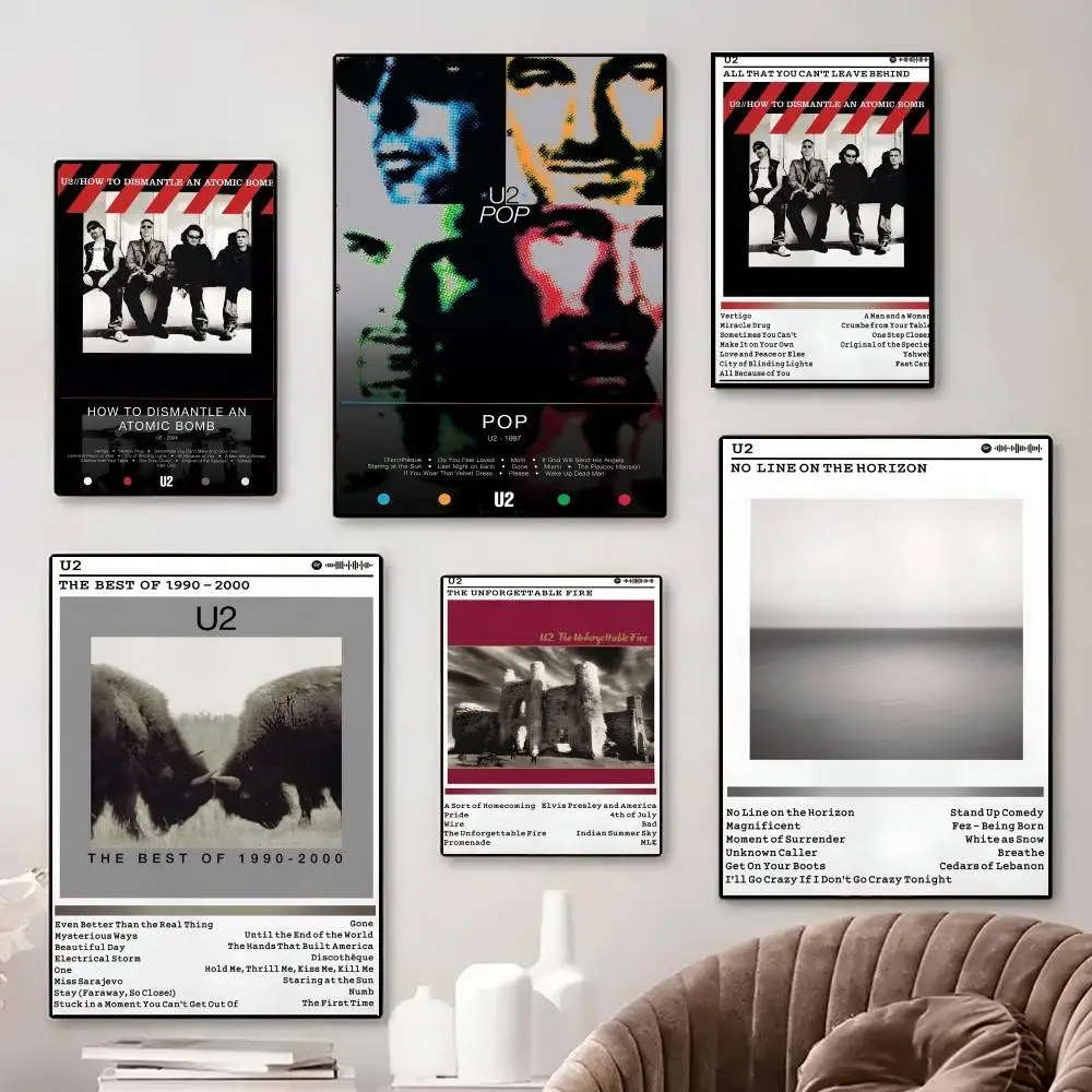Berühmtes U-U2-Band-Album, selbstklebendes Wandkunst-Poster, Leinwand, Schlafzimmer, Kinderzimmer, Arbeitszimmer, Wohnzimmer für die Heimdekoration