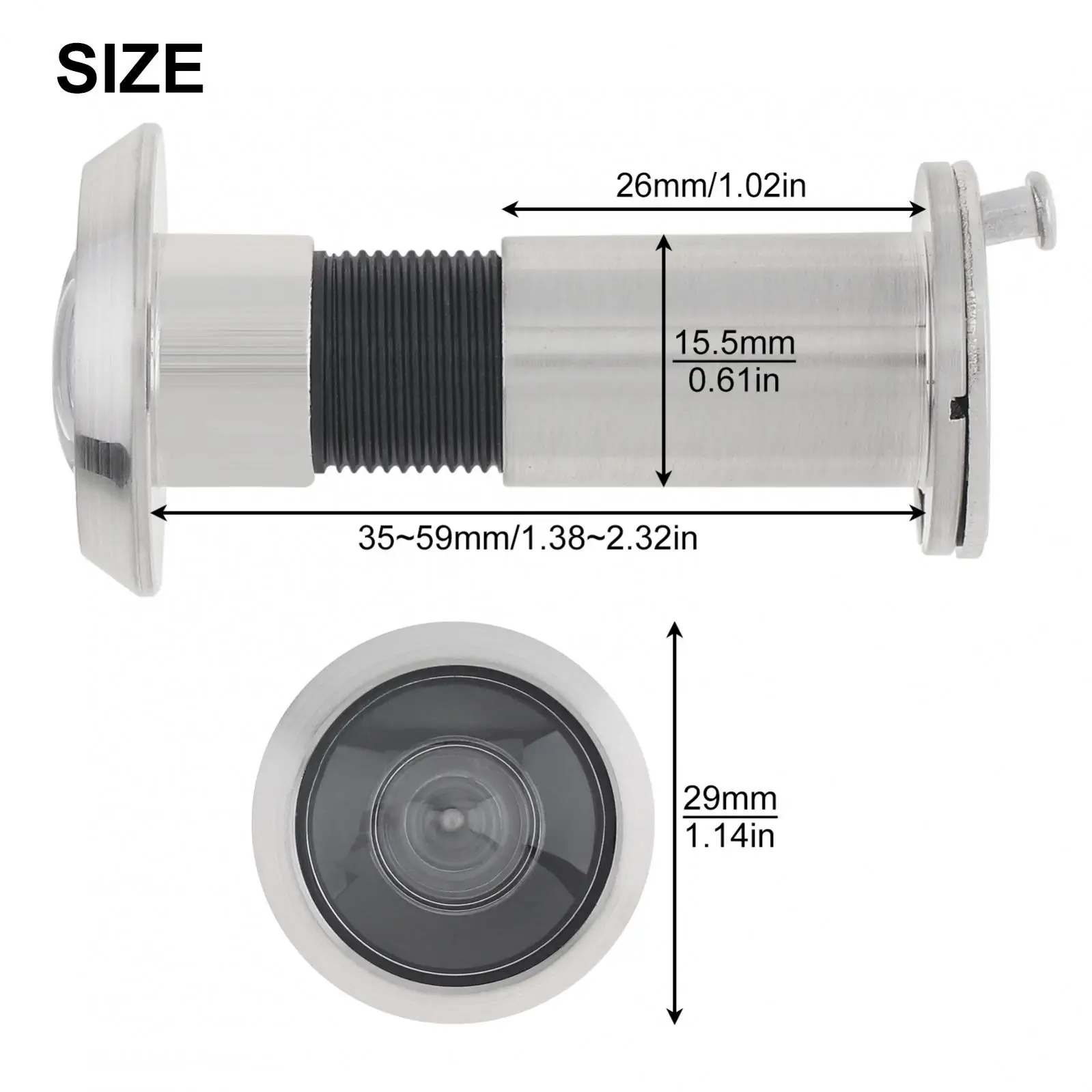 200-Grad-Tür-Viewer-Gucklochbohrer aus massivem Messing für 40-65mm/1,57-2,56 Zoll Türen mit drehbarer Sichtschutz abdeckung