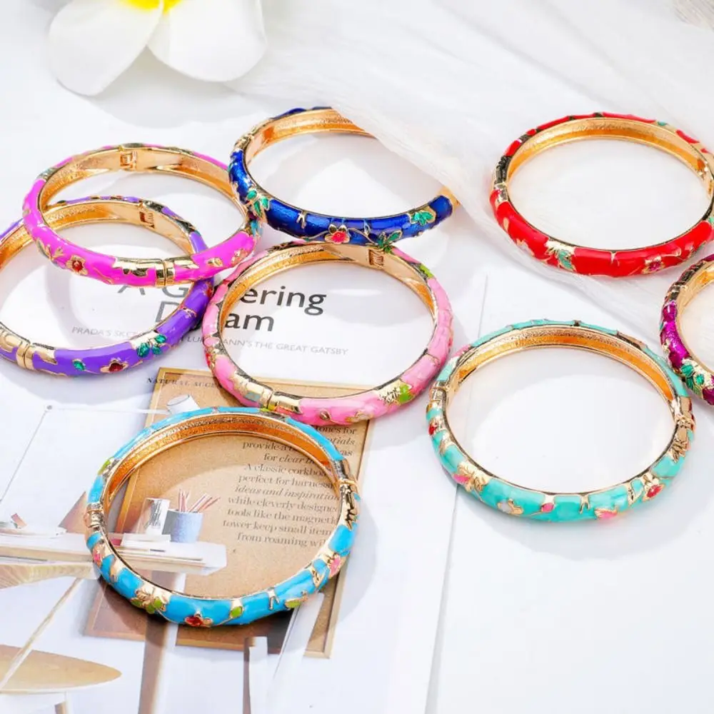 Bracelet cloisonné chinois en émail, Double Bracelet à main, fleur en filigrane de pivoine, Bracelet classique chinois pour femmes