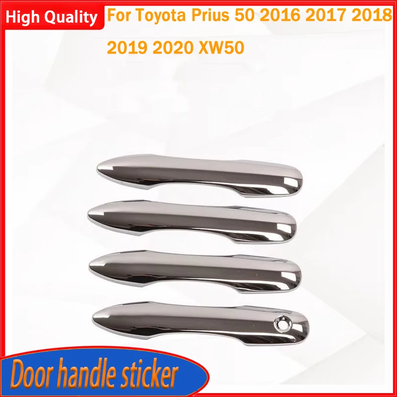 Chrome Car Door Handle Cover Bowl Trim Sticker Styling Accessories For Toyota Prius 50 2016 2017 2018 2019 2020 XW50
