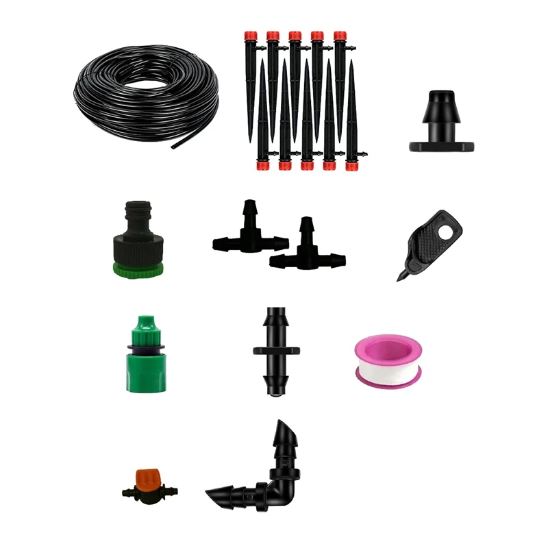 

1/4Inch Hose Drip Irrigation System Kit Adjustable Sprinkler Kit Garden Watering Inserting Ground Mini Flow Dripper