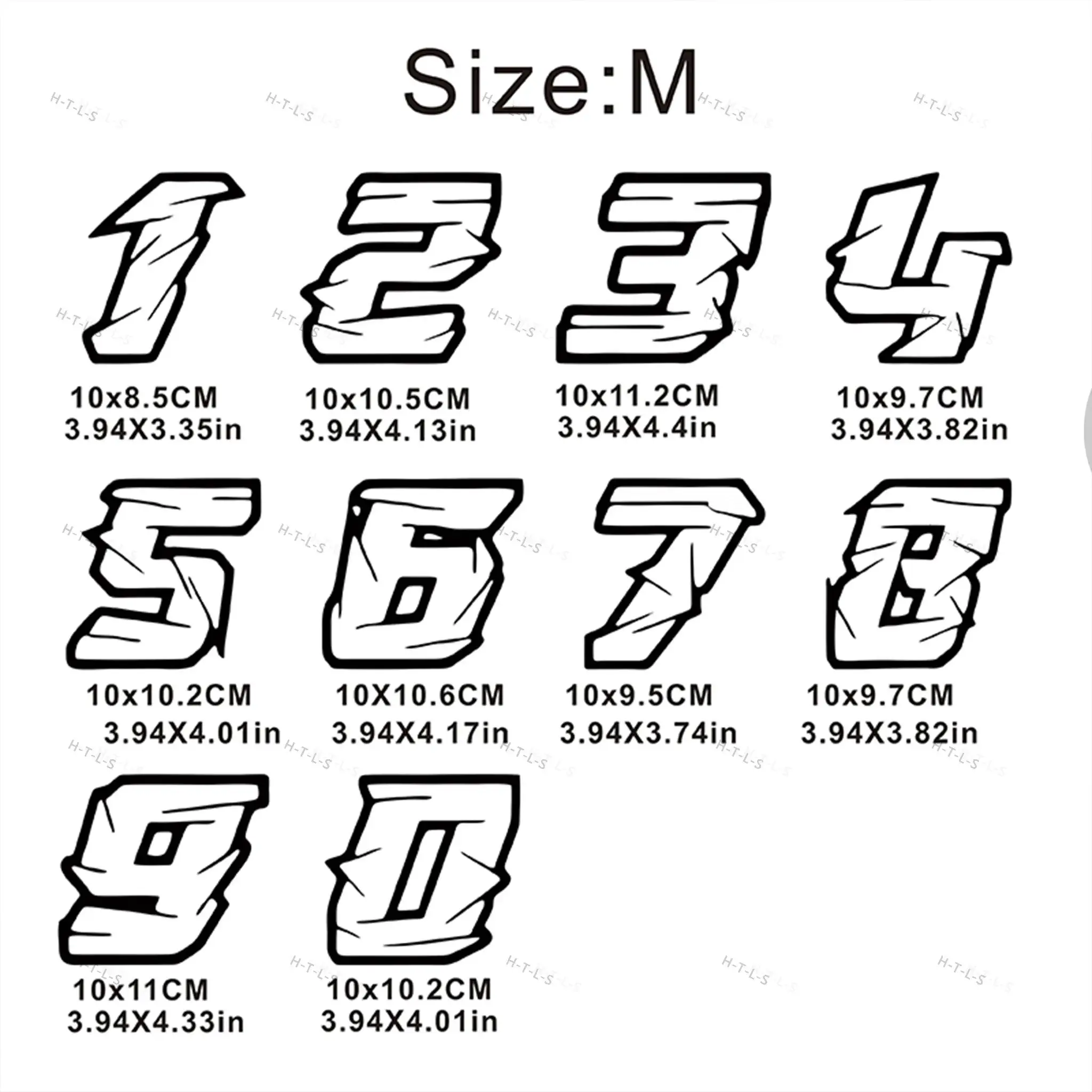 1Pc Crack Texture Number Sticker, Size M, Self-Adhesive Decal for Motorcycle, Car & Laptop Decor