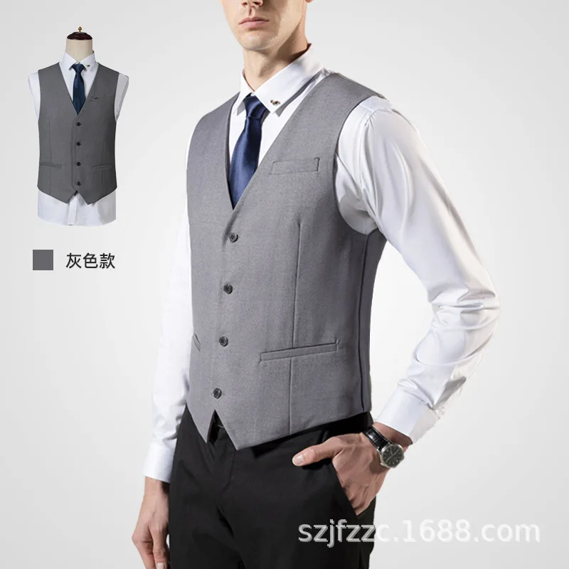 

C67086 Men's vest slim fit western restaurant work clothes wedding groomsmen suit work hotel shirt suit vest men's clothing