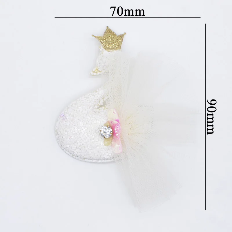 5Pcs Shiny Sequins Padded Kawaii Chiffon Diamond Swan Applique for DIY Clothes Shoes Hat Headwear Clips Crafts Decor Patches