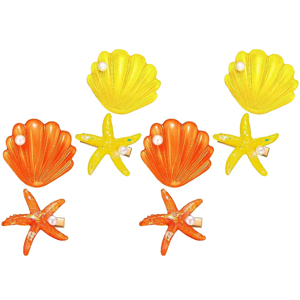 

8Pcs Liu Colorful Seashell Hair Barrettes Fashion Hair Accessories for Girls Birthday Wedding Beach Seashell Pearl Clips