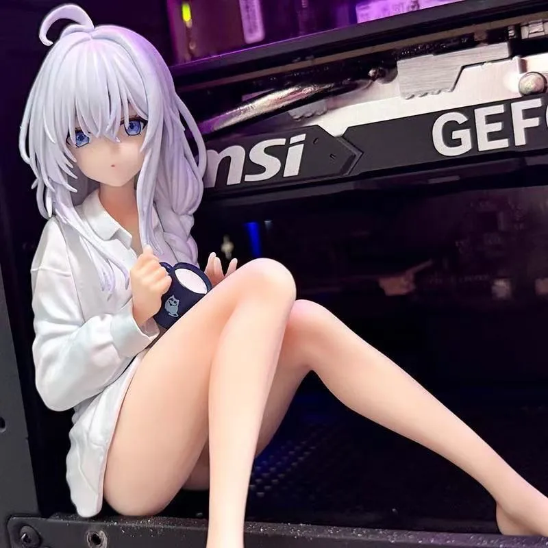 Hot The Journey Of Elaina Elaina Sitting In Pajamas Anime Girl Figure 11cm Model Statue Collection Desktop Decoration Toys image 2