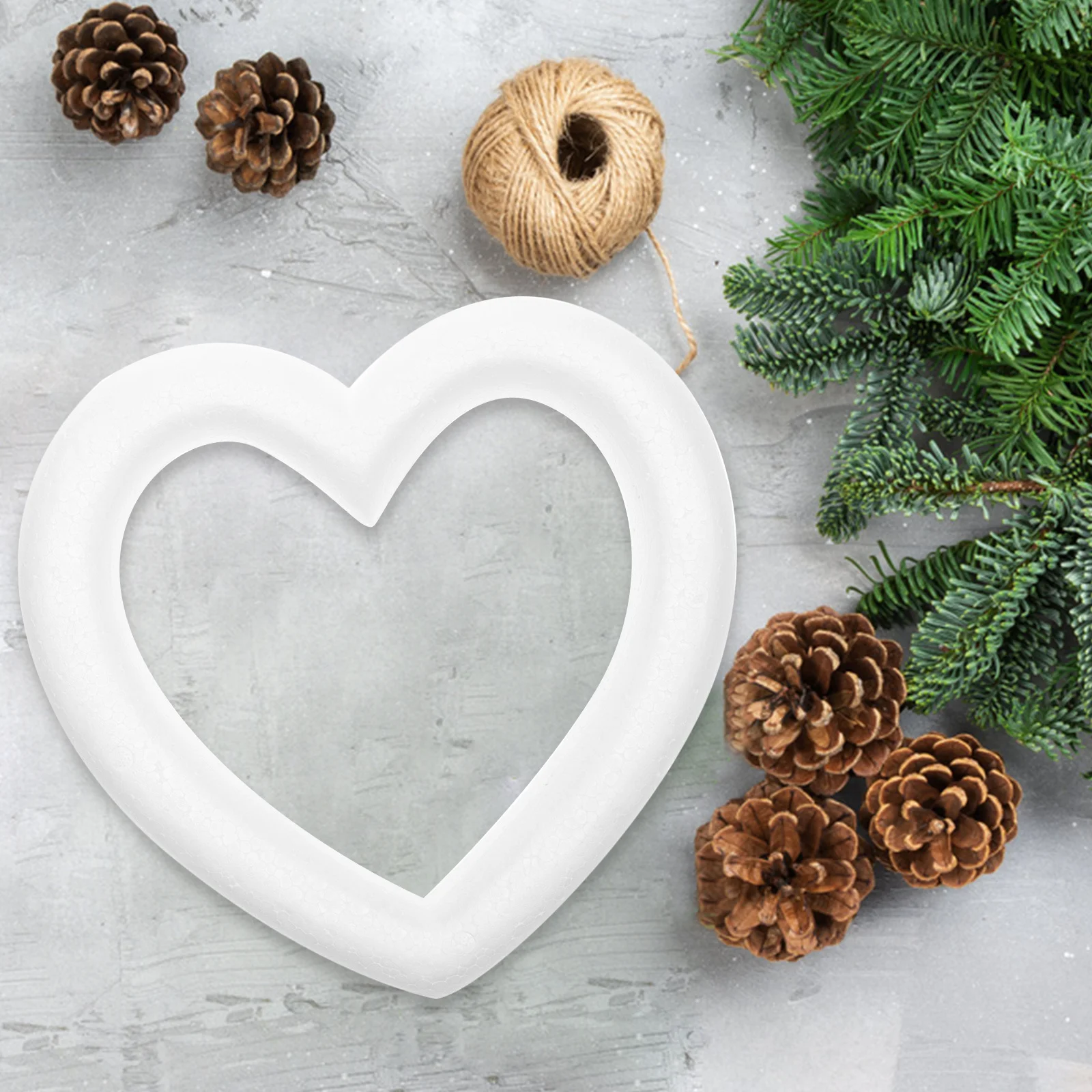 

6Pcs Heart Shaped DIY Craft Rings Christmas Garland Decor White Foam Wreath Party Hanging Preschool Kindergarten Kids
