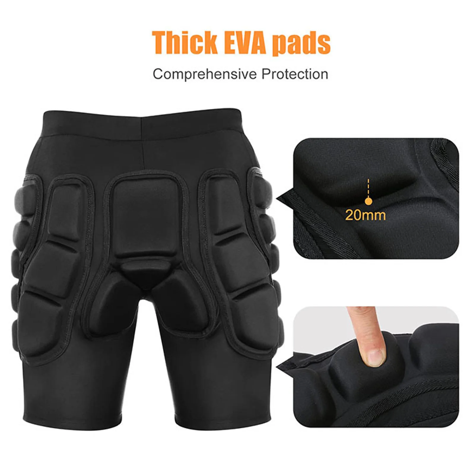 3D Padded Protective Shorts Breathable Thickened Pad Hip Butt Short Pants for Skiing Skating Protective Shorts for Skateboarding