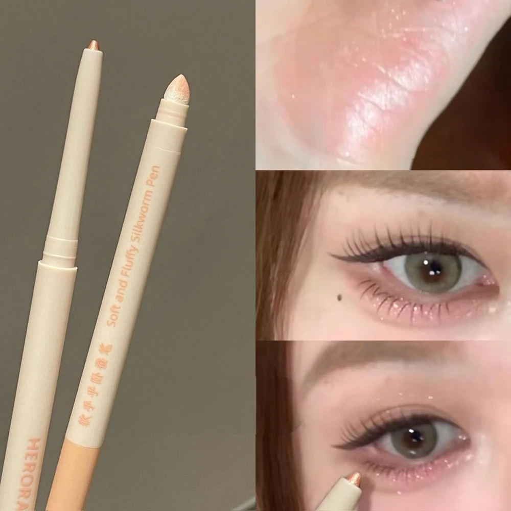 Matita per ombretto baco da seta sdraiato marrone arancione opaco Champagne Glitter Penna per eyeliner inferiore Crema schiarente Evidenziatore Trucco per occhi