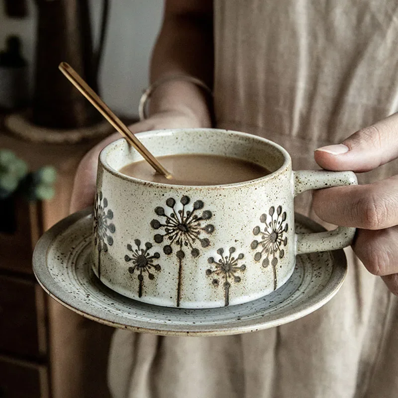 

Japanese Wabi-Sabi Coffee Set Raw Clay Textured Cups Tea Ceremony Set Rustic Zen Stoneware Handmade Minimalist Tea Gift