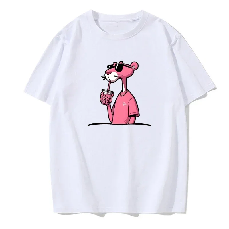 

New Men's 100% cotton hip-hop T-shirt, pink leopard print T-shirt, casual and comfortable short-sleeved round-neck T-shirts