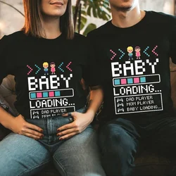 Baby Loading Couples T Shirt Vintage Gamers Mom Dad Tshirt Kawaii Harajuku Lovers T-shirt Sweet Pregnancy Announcement T Shirts