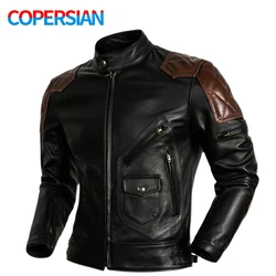 Men's Motorcycle Leather Jackets Cowhide Leather Jacket Men Natural Genuine Leather Clothes Classical Biker Clothing Mens Coat