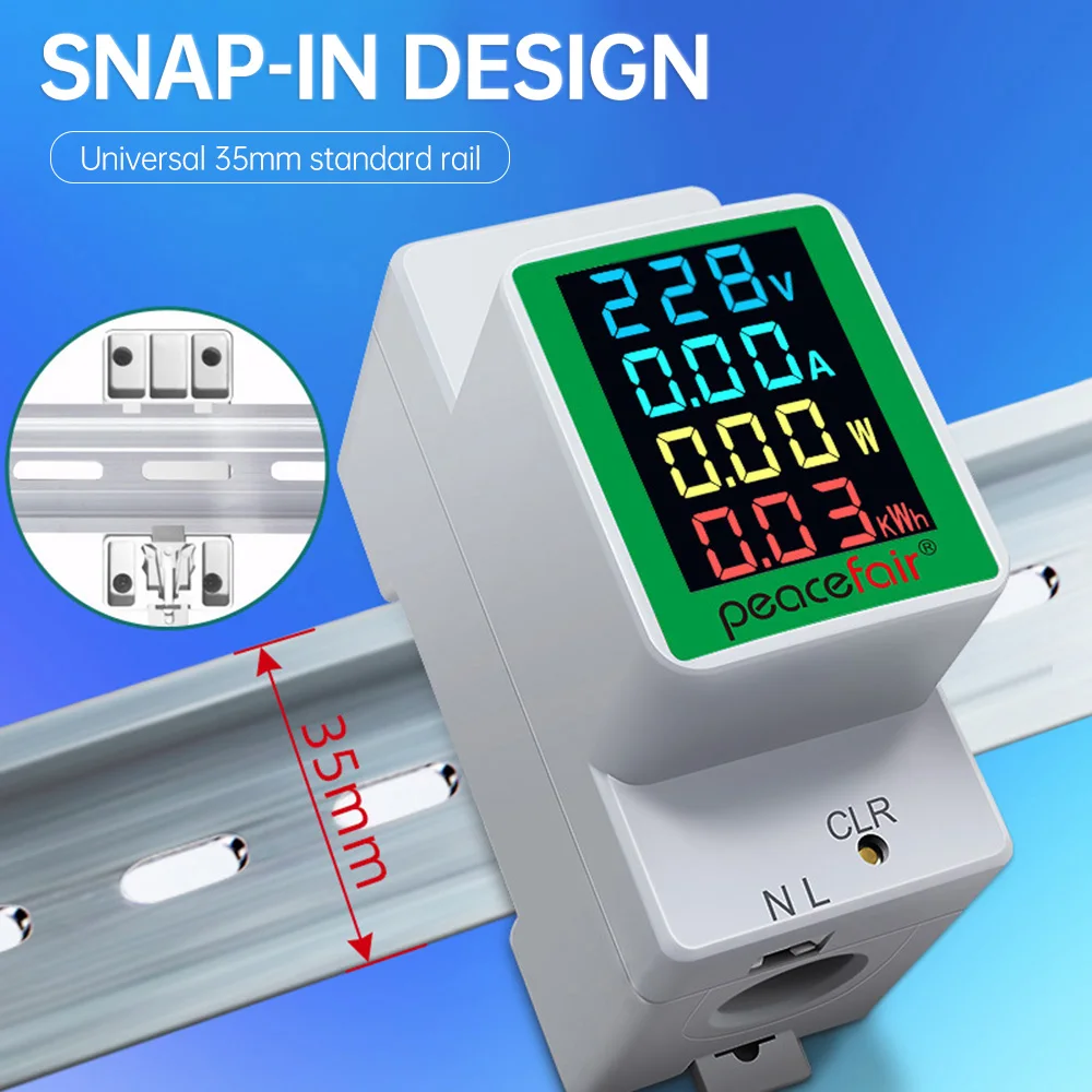 AC50-300V 100A Digital Display Multi-function Rail Meter Voltage and Current Meter Tester Detector Power Meter image 2