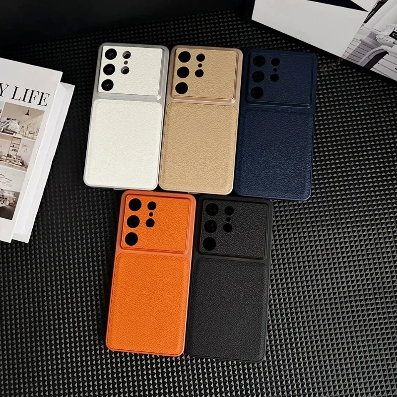 Matte phone case with leather texture, frosted and shockproof, suitable for Samsung Galaxy S26 S25 S24 Plus Ultra FE