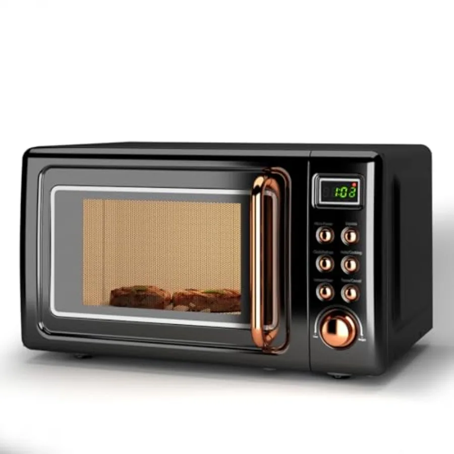 

Маленькая микроволновая печь в стиле ретро, 0,7 куб. футов, 700 Вт, компактная настольная микроволновая печь с 5 уровнями мощности, автоматическое приготовление пищи, стеклянный поворотный стол Menus Ch