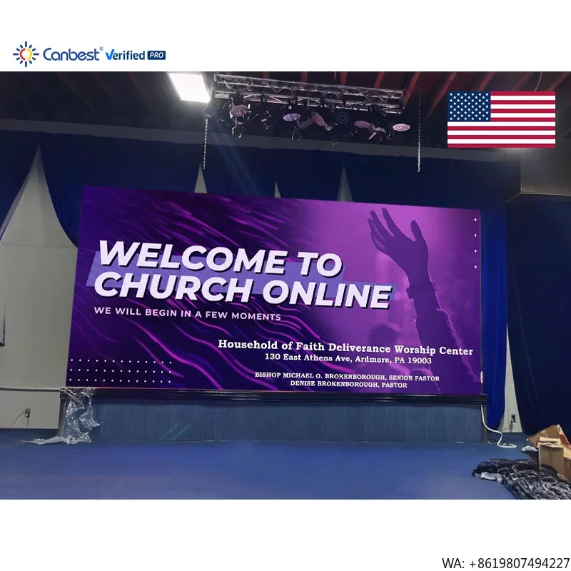 P2.5 5120X2400mm 16.8X7.9ft Wall Mounted Indoor LED Video Wall Display Screen for USA Local Church Interior Decoration