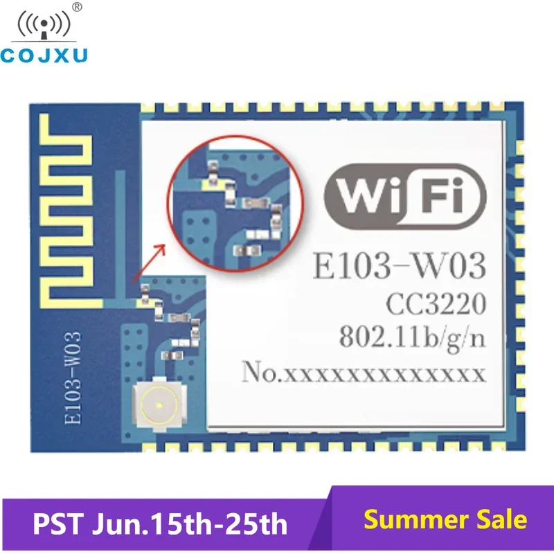 Модуль Wi-Fi CC3220R Чип Последовательный модуль Wi-Fi COJXU E103-W03 18 дБм Поддержка команд MQTT PCB/IPEX Антенна SMD Малый размер