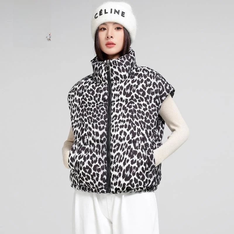 

Loose Women's Cotton Jaet Vest Leopard Print Autumn Winter Faion Versatile ort Sle Another-Wardrobe Brand A920 Model