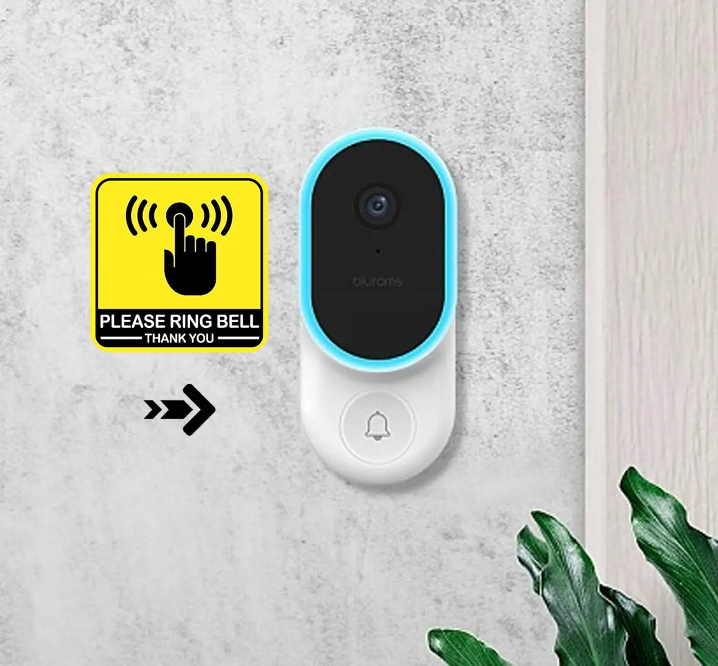 4장 작은 '벨을 울려주세요' 스티커, '벨을 울려주세요' 문벨 야외용 작은 표지판, 화살표 스티커가 있는 야외용 표지판