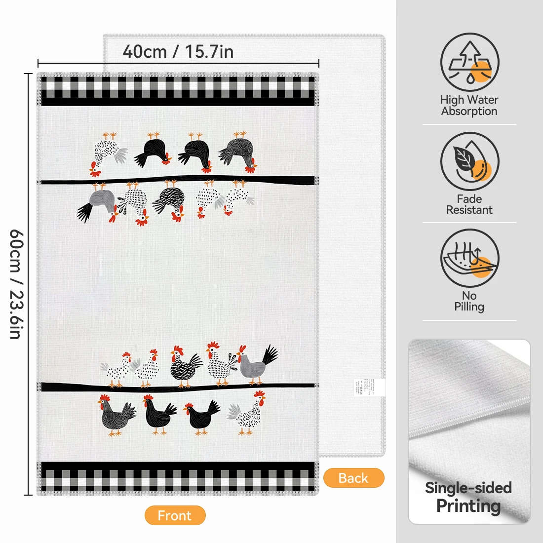 2pcs Set Kitchen Towels Black White Plaid Country Chick PatternHand Towels Christmas Decorations For Home Noel Dish Towels Gifts
