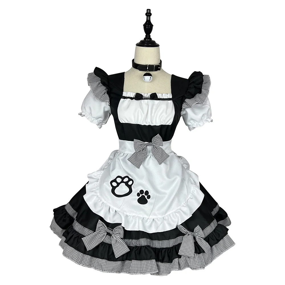 Preto Bonito Lolita Cat Maid Dress Trajes Cosplay Cat Girl Maid Dress Suit para Garçonete Maid Party Stage Trajes S -5XL